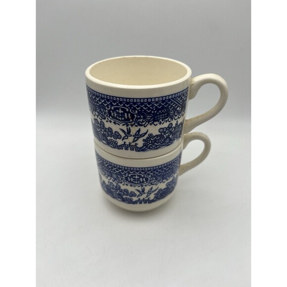 Vintage Blue Willow Ware China USA McCoy-Coffee Cups Stacking Cups Set of 5 - Picture 7 of 8